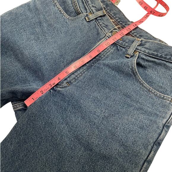 L.L. Bean Double L Plaid Flannel Lined Jeans Natural Fit Medium Wash Blue 35x30 - Picture 12 of 16